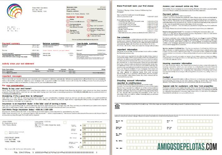 Extrato de hipoteca do Banco ProCredit da Albânia, 2 páginas 1 2 Scr modelo